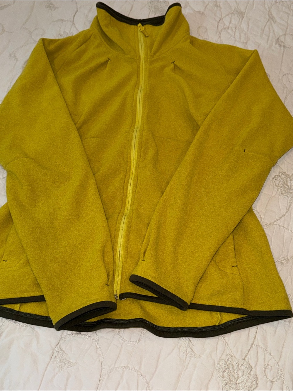 Arc'teryx large wm’s Yellow-khaki Green Full-Zip Fleece Jacket - Picture 13 of 16